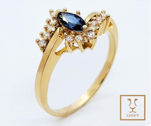 [1209W1] ANILLO CORONA MARQUEZA DE ZAFIRO