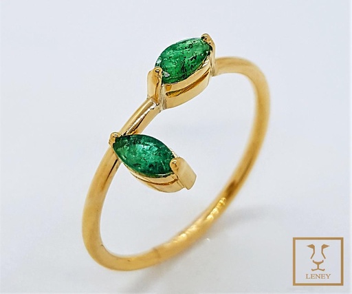 [1218W8] ANILLO ESMERALDA MARQUEZA 0.6CT