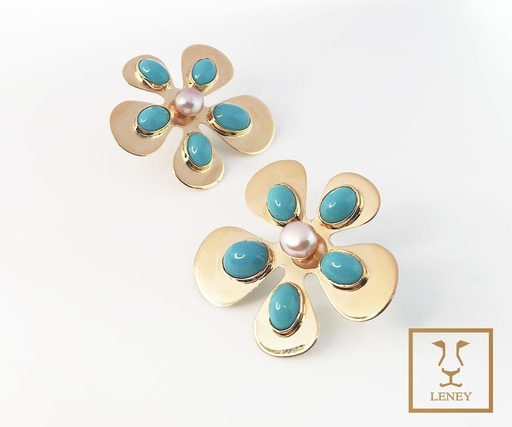 [1345W9] ARETE FLOR 34MM CON PIEDRAS