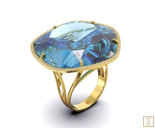 [1500W1] ANILLO TOPAZIO AZUL IRREGULAR