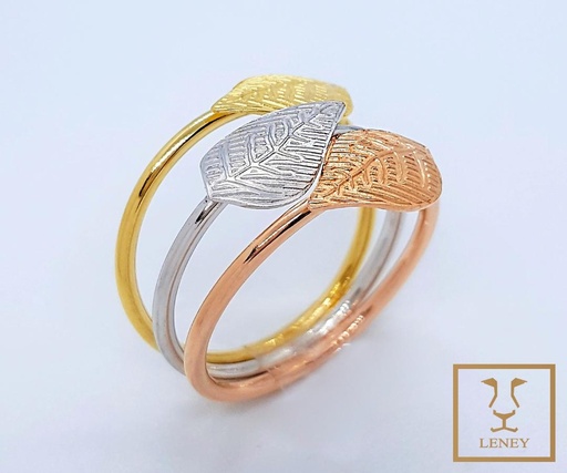 [1243W8] ANILLO 3P HOJA CON GRABADO