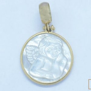 MEDALLA ANGEL PENSADOR DE NACAR