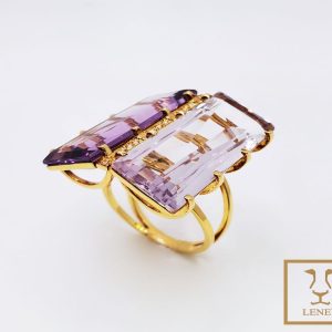 ANILLO  AMATISTA DOBLE