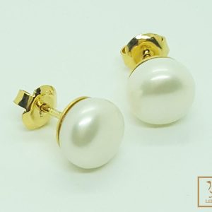 ARETE PERLA BLANCA BOTON