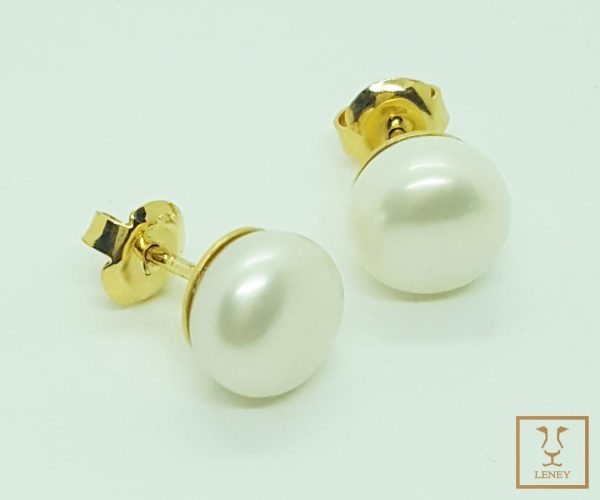 ARETE PERLA BLANCA BOTON