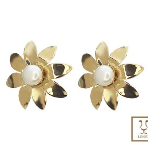 ARETE  FLOR GIRASOL PERLA