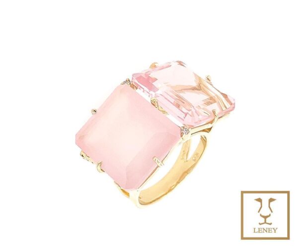 ANILLO CUARZO ROSA DOBLE